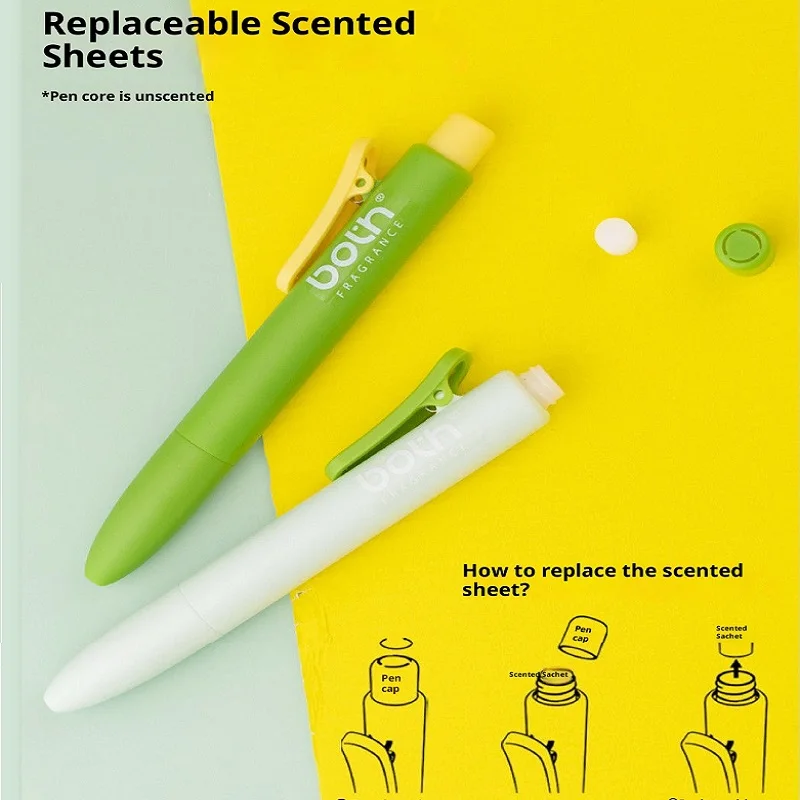 قلم جل صغير من عطر الدهون، تصميم جيب قابل للسحب لطيف السمين، كتابة سلسة مع طرف قلم CS لدراسة المكتب #5