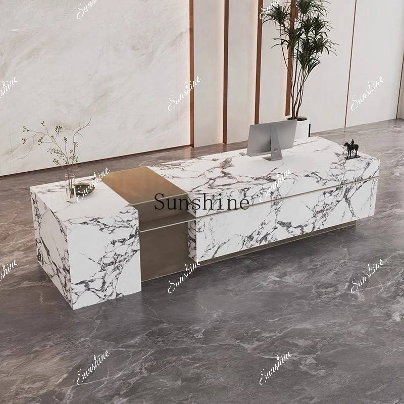 MHigh-end slate marble reception training institution hall sales office bar table