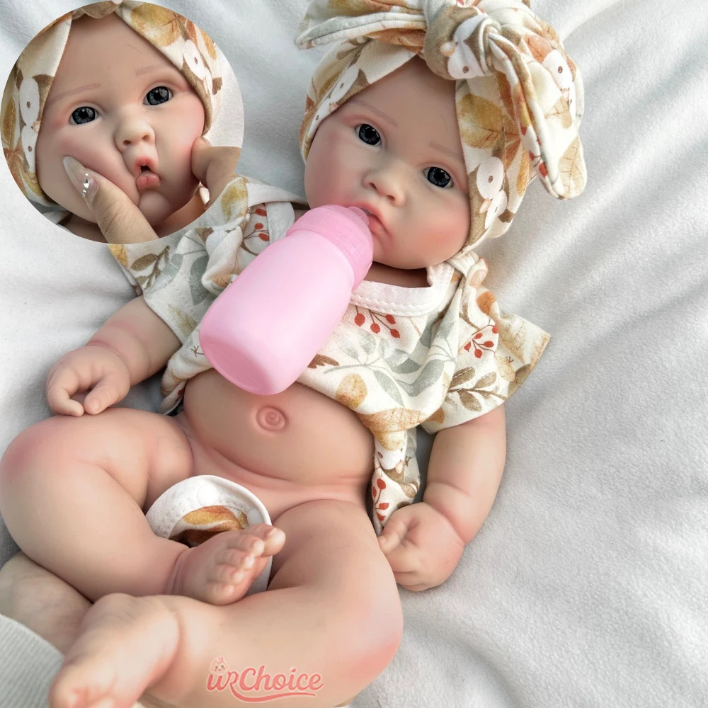 

18Inch Chubby Full Solid Soft Silicone Reborn Baby Girl with Open Mouth Lifelike Details Doll Exquisite Texture for Kids Toy