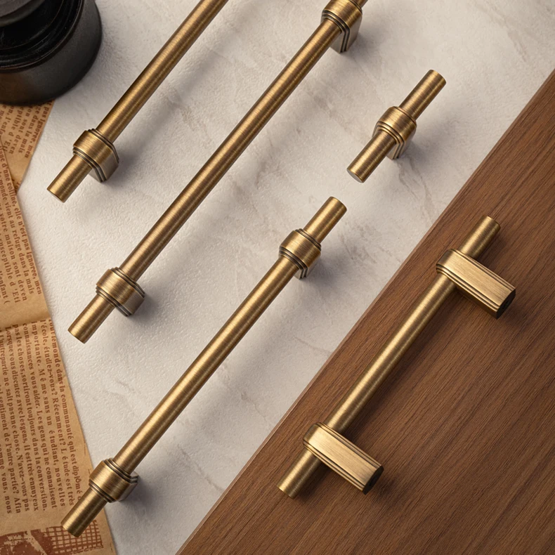Antique brushed brass wardrobe pull and cabinet knob — supplier illustration 8