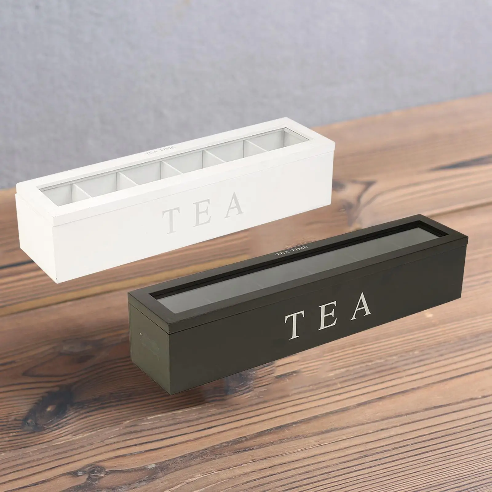 Tea Box with 6 Compartments, Storage Box, case with Viewing Window, Tea Box, Tea Storage