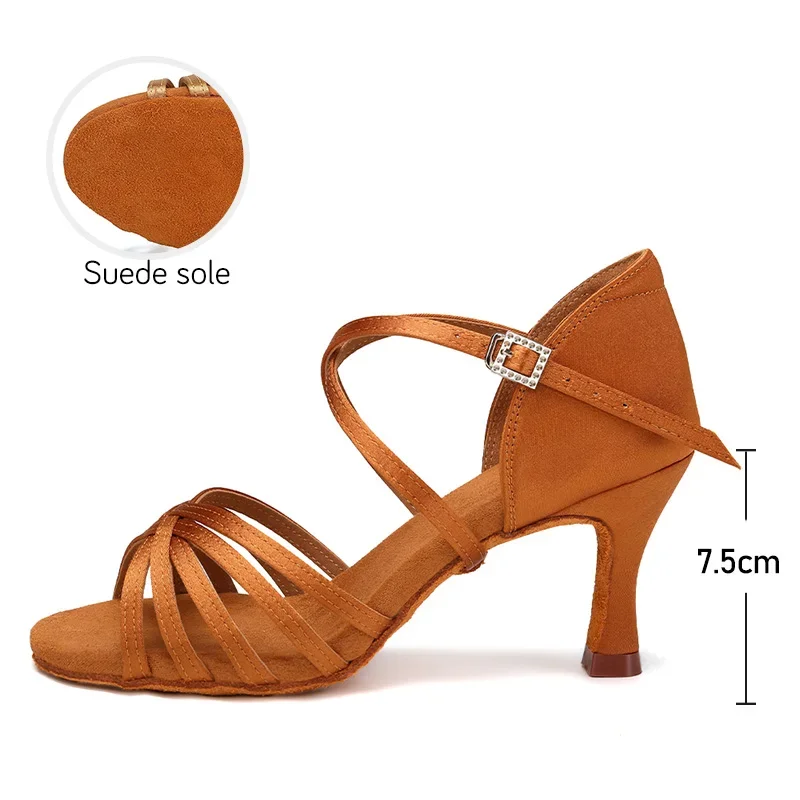 Hot Selling Latin Dancing Shoes Women Latin Dance Shoes for Women Black /Brown Colour 7CM/5CM Modern Samba Tango Salsa Sandals