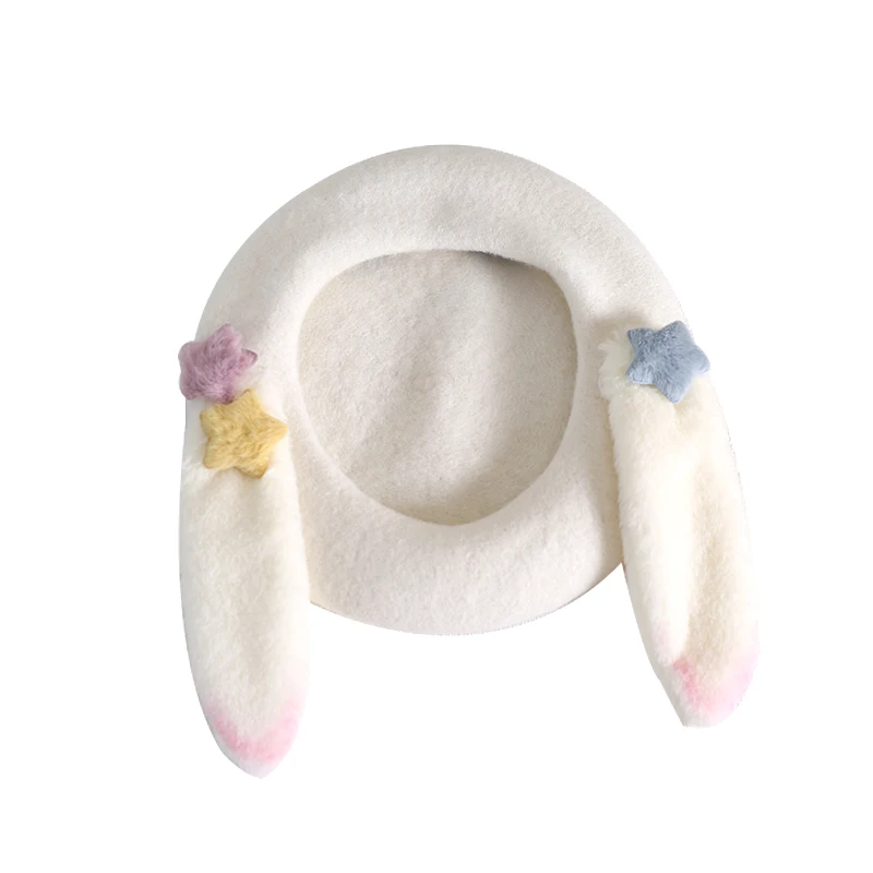 Spring Japanese Style Beret Lolita Girly Sweet Candy Rabbit Ear Autumn and Winter Warm Painter Cap