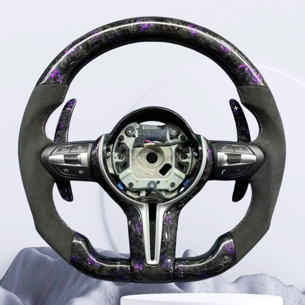 

Steering Wheel Suede Purple Forged Carbon Fiber Car Steering Wheel For BMW F10 F11 F30 F31 F34 F32 F33 F36 F20 F21 F22 F23