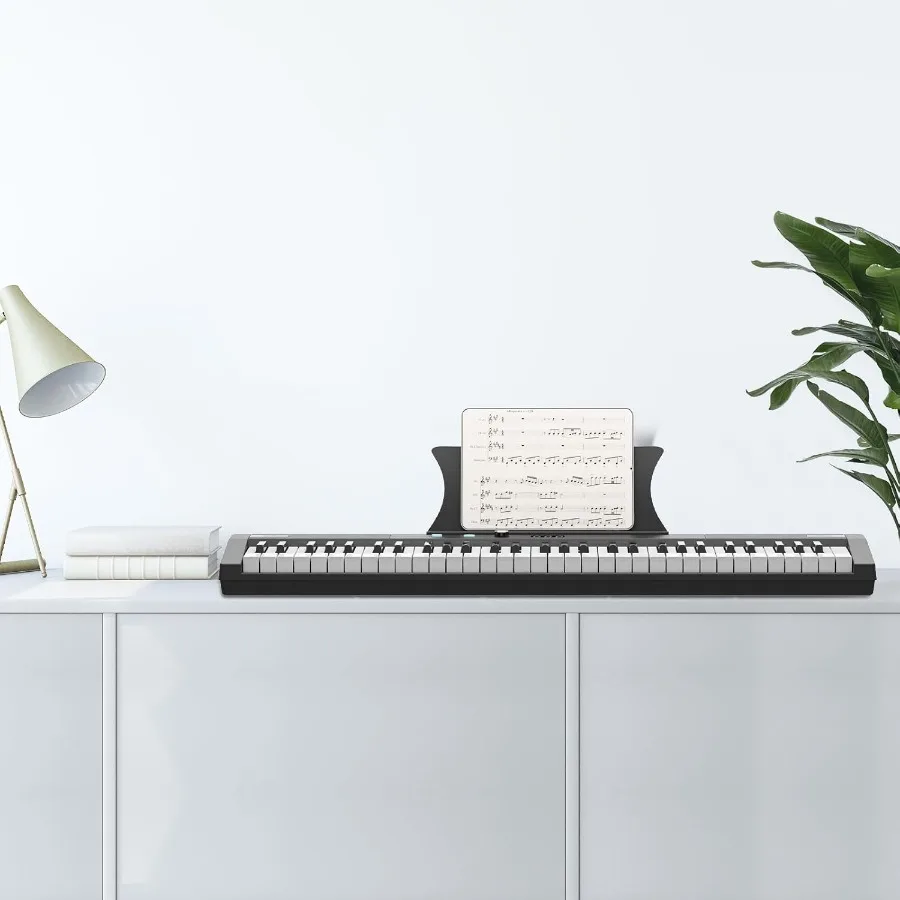 لوحة مفاتيح كهربائية محمولة مكونة من 61 مفتاحًا مع مكبرات صوت مدمجة ومحول طاقة يتضمن سماعات رأس مثالية لممارسة الموسيقى و لكل #2