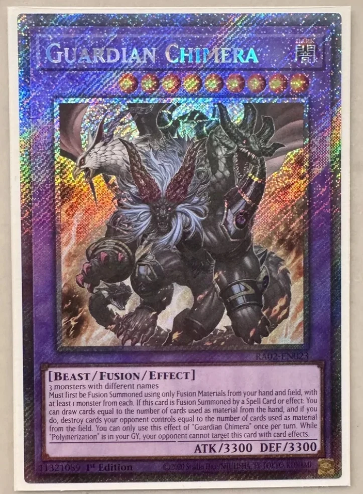 

Yugioh KONAMI TCG RA02-EN023 Guardian Chimera Platinum Secret English 1st Edition Collection Mint Card