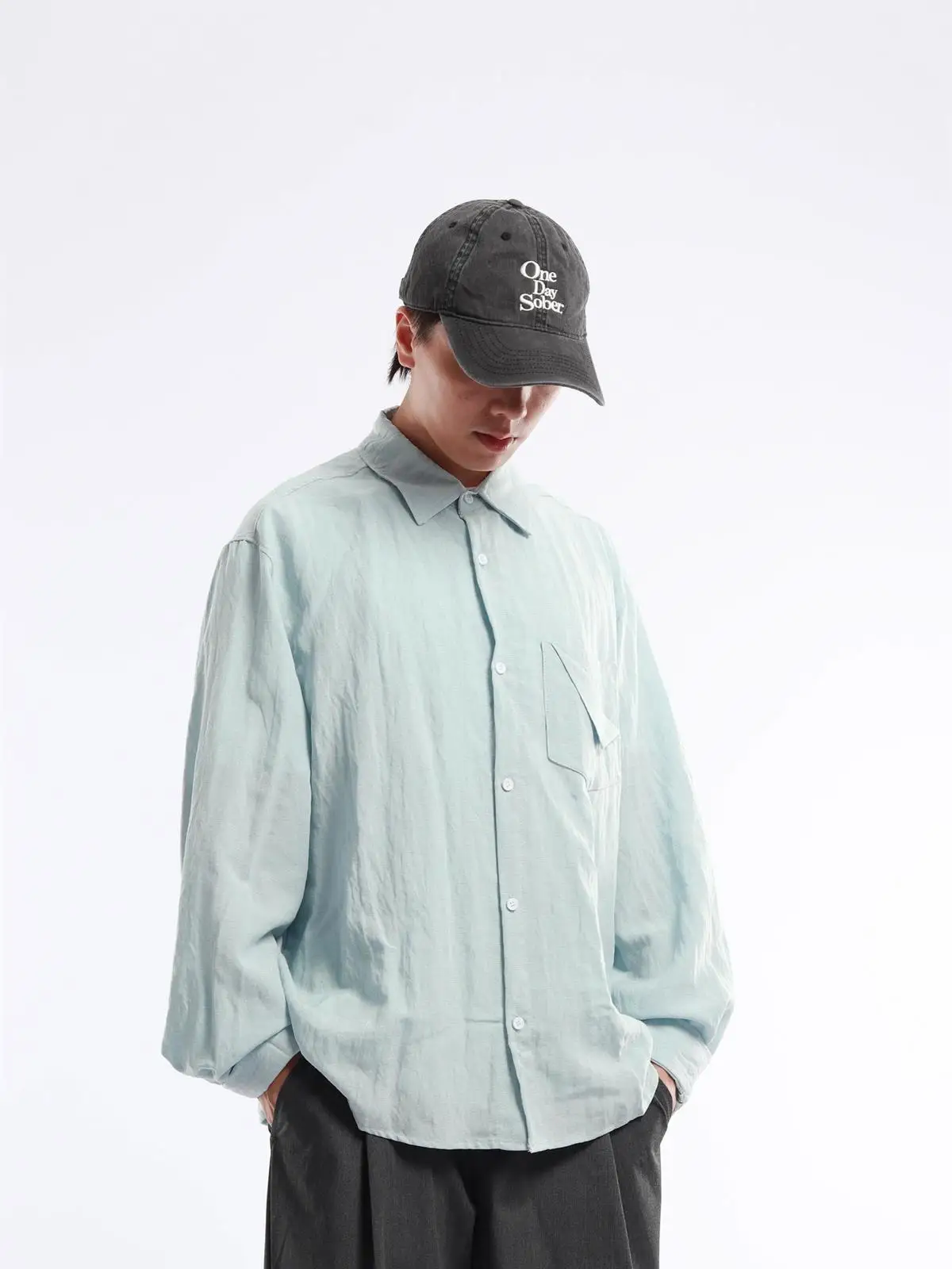 Loose Fit Casual Linen Pure Color Shirt Cityboy Turn-down Collar Iron-free Coat Men's Fashion Autumn New Arrival