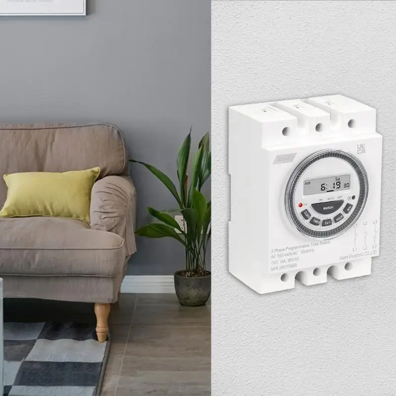 Timer numérique polyvalent avec écran d'écran rétroéclat-il Cover à poussière 3 phases Time Contrammer Timer Programmable Y4QC