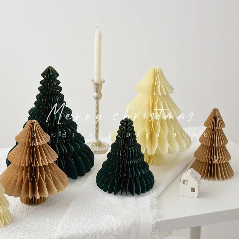 S-XL Christmas Creative Mini Christmas Tree Decoration Honeycomb Origami Folding Home Space Layout Christmas Decoration