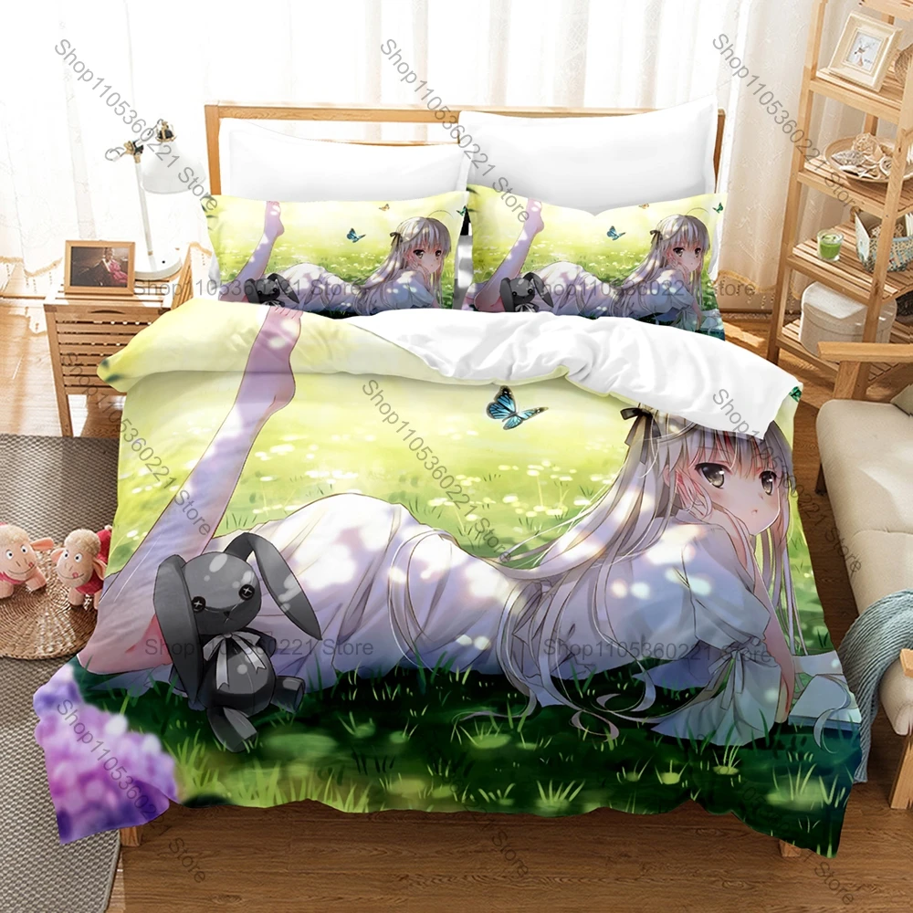 Anime Yosuga No Sora Pattern 3 Pieces Bedding Set Quilt Cover With Two Pillow Cases Comfortable Household Bed Supplies