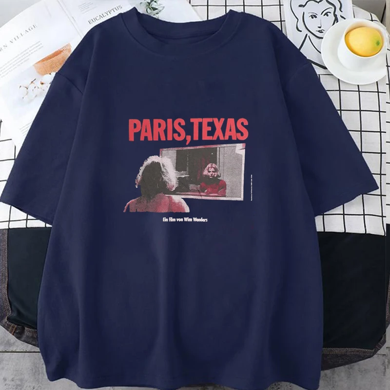 1984 Movie Paris Texas Wim Wenders Printing T-shirt Women Men Tees Round Neck Neutral Clothing Street Harajuku Couple Shirt Tops