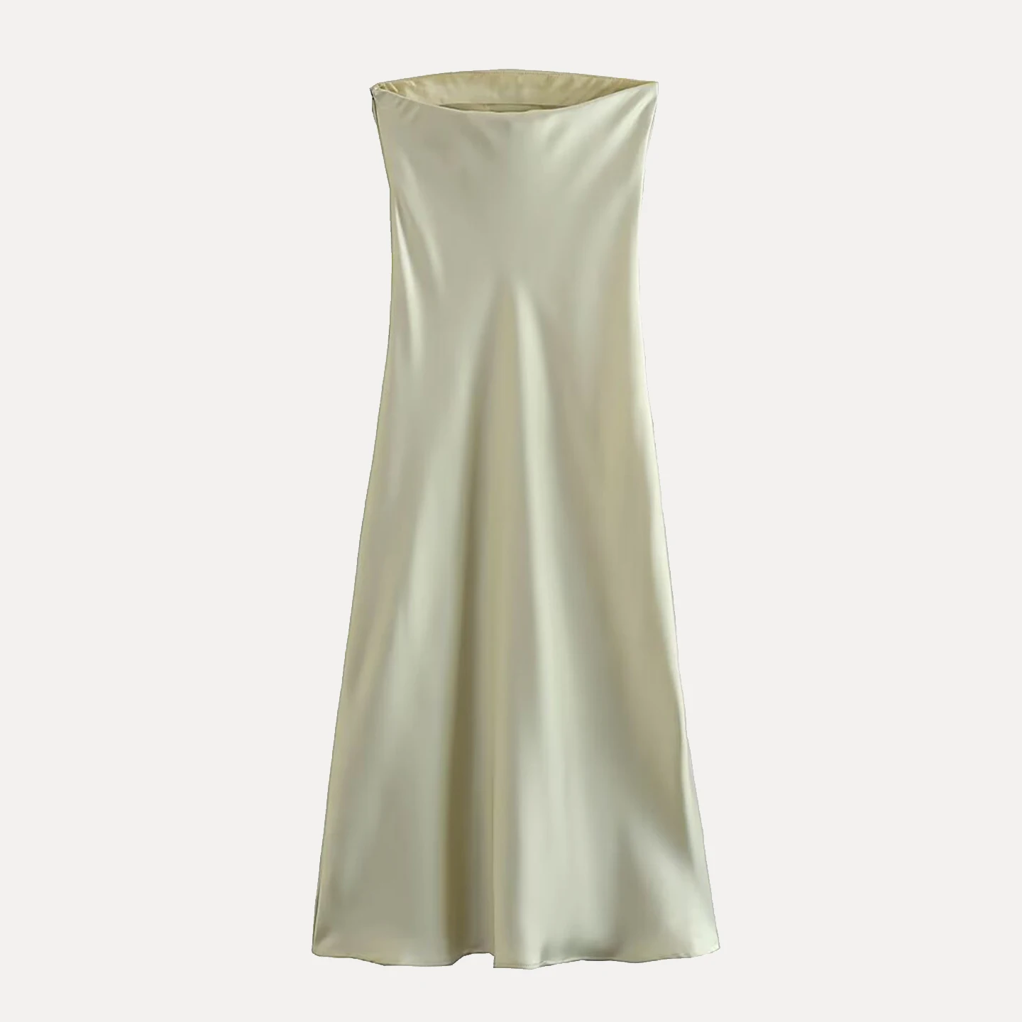 Sommer 2025, Faion-Seidensatin-Feeling, Damen-Sle-Strapl Dr, hohe Taille, A-Linien-Rock, lang, Dr, lässige Farbe