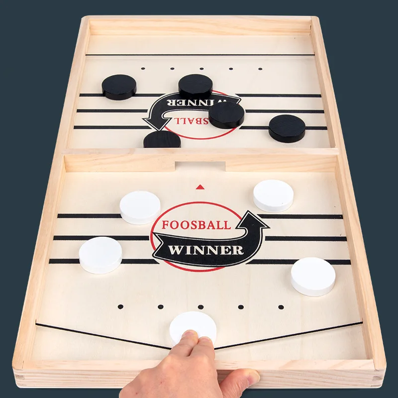 Juego de Puck de eslinga rápida, juego de Hockey de madera, mesa de súper futbolín, tablero de ganador, interacción entre padres e hijos, juegos