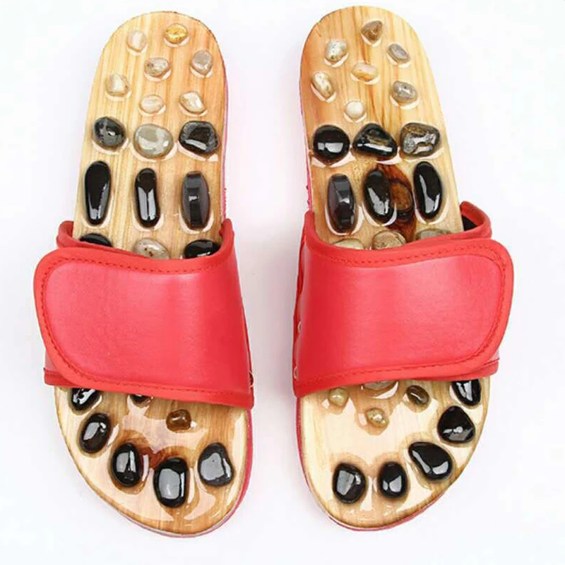 Natural Pebble Stone Foot Massager Anti Slip Home Slippers Foot Massage Shoes For Men Women
