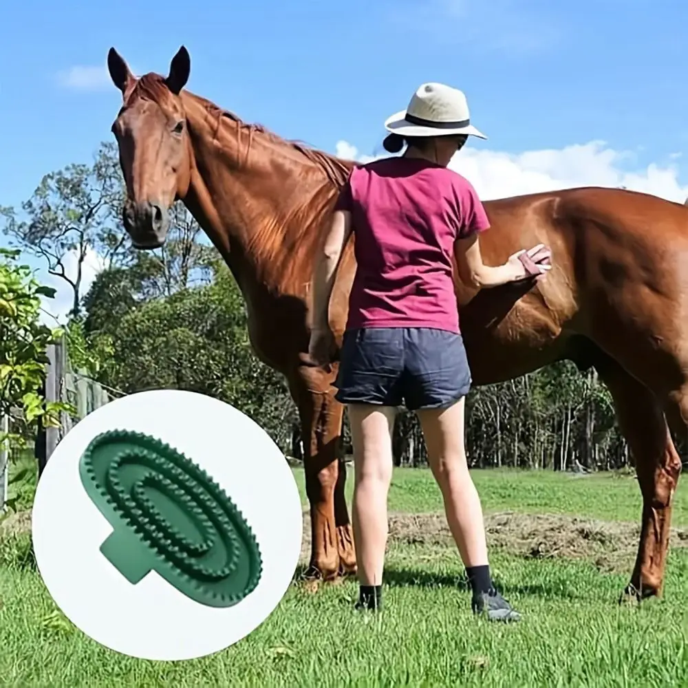 1Pcs Shedding Horse Grooming Brush Handheld Hair Detangling Horse Hair Scraper Massage Rubber Cleaning Tool for Daily Grooming