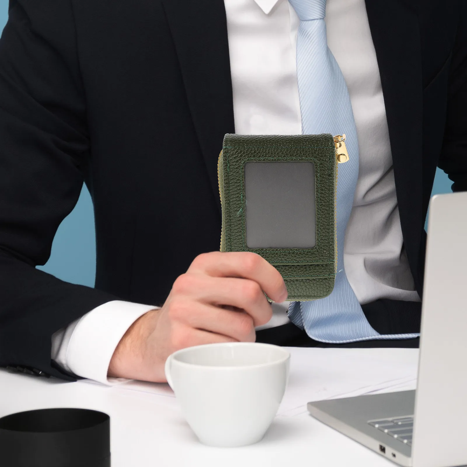Aluminum Alloy Card Pouch Wallet – Compact Portable PU Travel & Office Card Storage Organizer