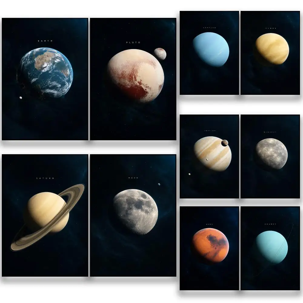 Space S-Solar System Minimalist Astronomy Poster HD Removable Wall Art Gift Bedroom Lounge Dorm Office Gaming Cafe Bars