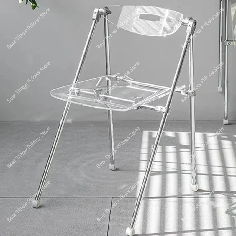 Transparent Folding Chair Light Luxury Coffee Shop Dining  Meeting Negotiation  Net Red Dining Chair Home Chair