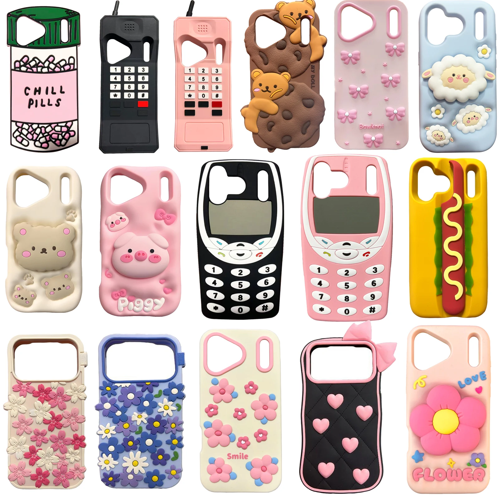 

Hot! For iPhone 17, 17 Pro, 17 Pro max Phone Cases , 3D Cute Cartoon Soft Silicone Case Phone Back Cover Camera Protective Shell
