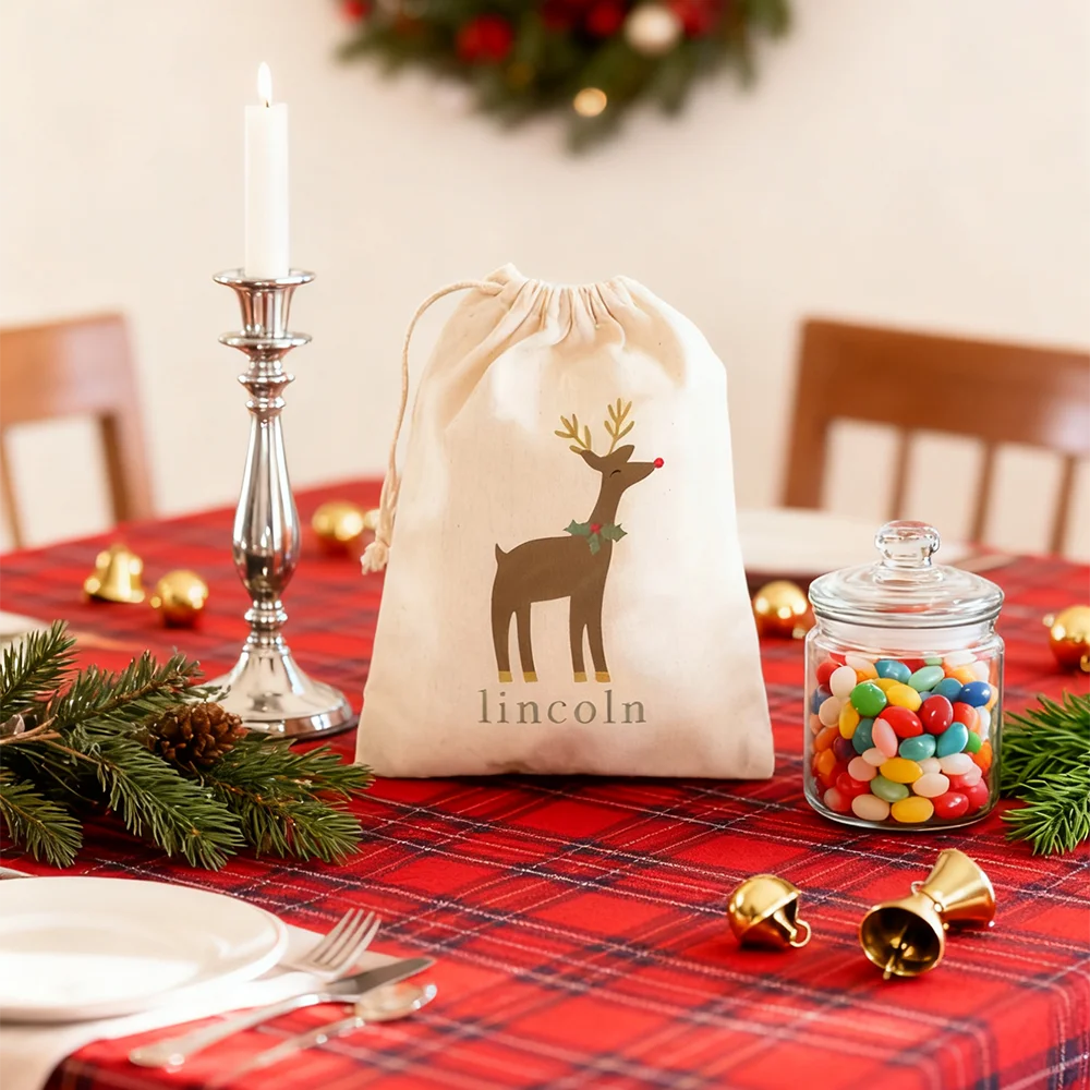 شخصية 4 قطعة هدية الكريسماس حقيبة الاطفال الرنة جودي حقيبة السنة الجديدة الرباط أكياس عيد الميلاد عطلة حفلة تفضل مجيء