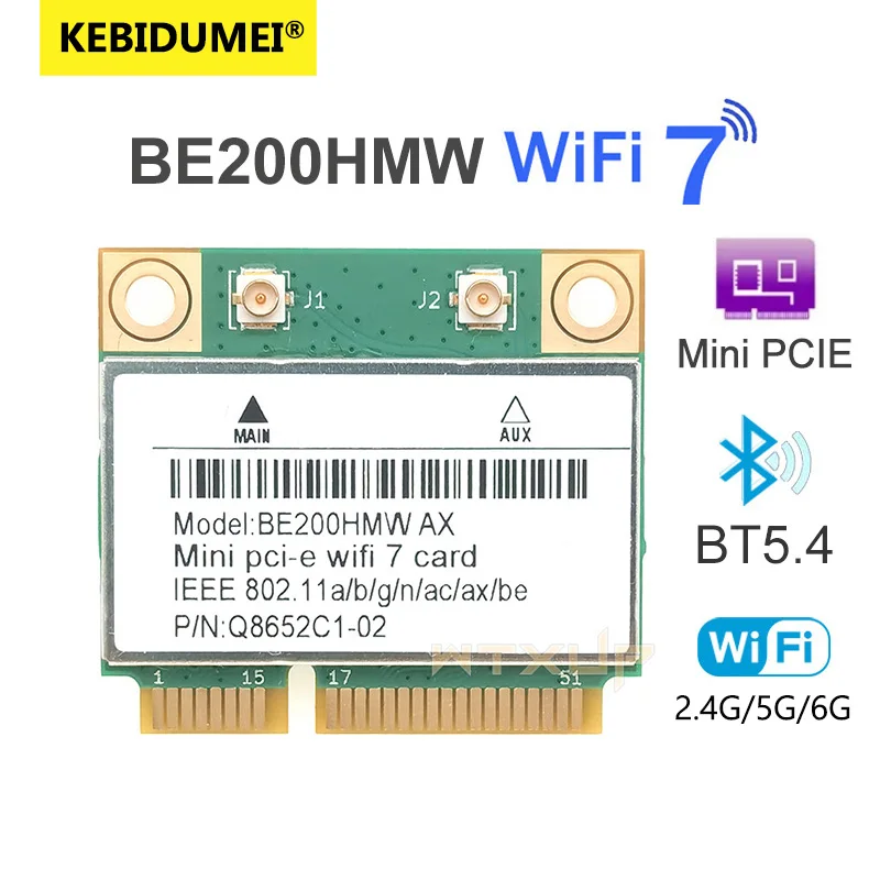 BE200 WiFi 7 Mini PCI-E WiFi Card BE200HMW Wireless Network Card Bluetooth 5.4 Tri Band 2.4G/5G/6GHz 8774Mbps Adapter For Laptop