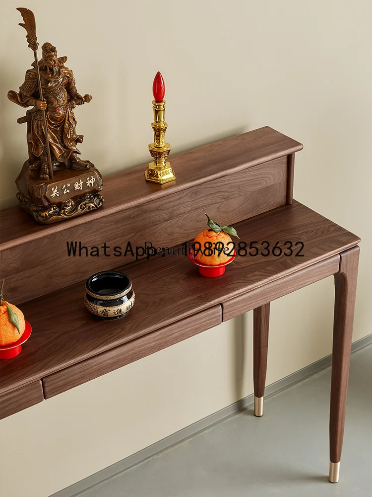 Black walnut offering table New Chinese solid wood entrance Incense Buddha table Buddhist hall God of Wealth offering table