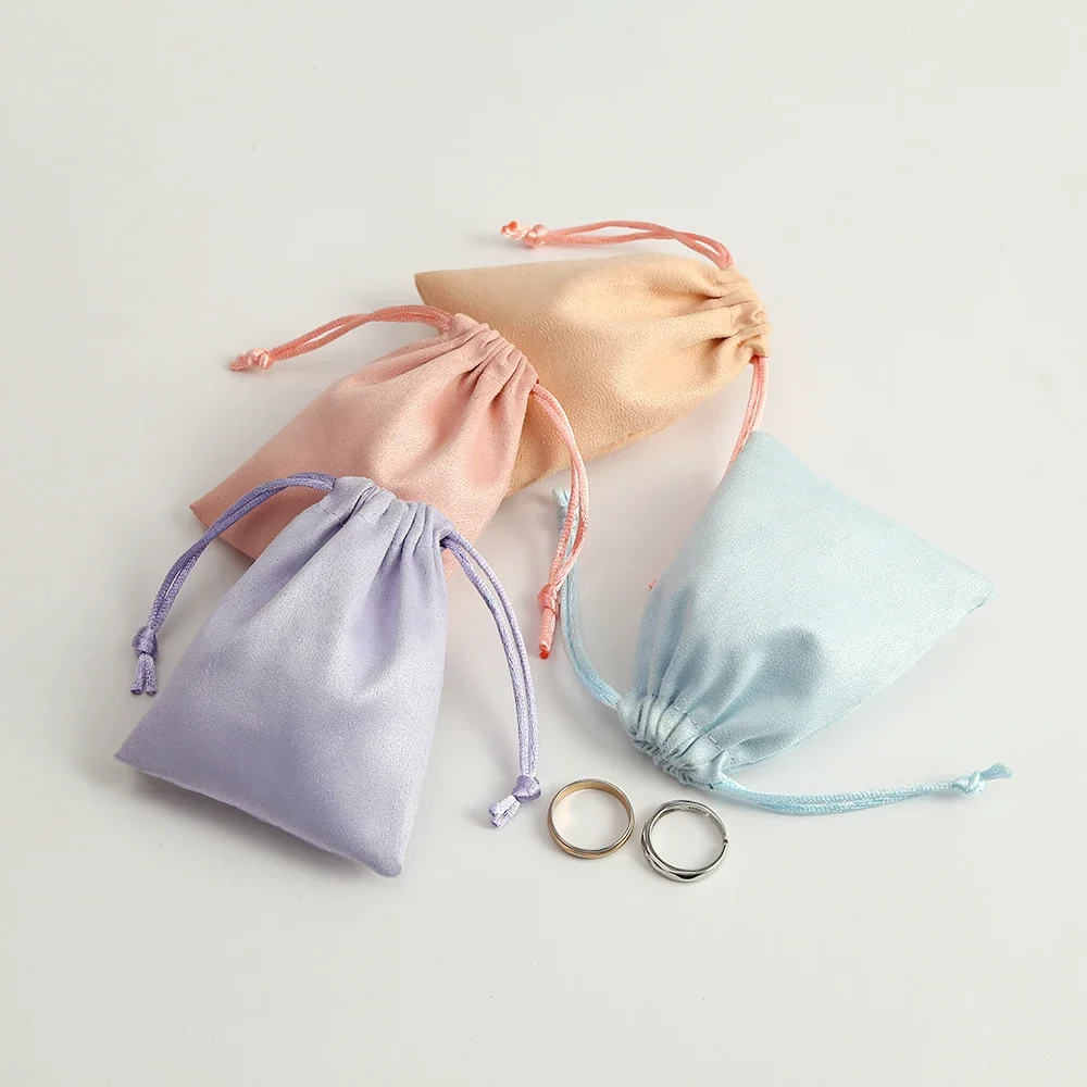 50Pcs/Lot Colorful Jewelry Flannel Packaging Bag Wedding Favors Gift Velvet Suede Drawstring Pouch for Cosmetic Makeup Lipstick