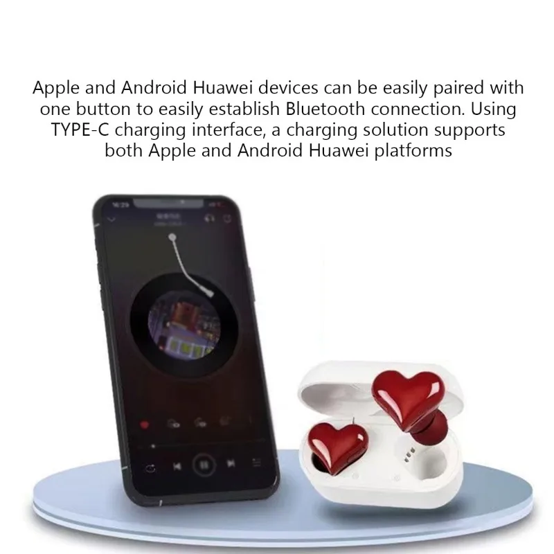 HeartBuds Draadloze Koptelefoon TWS Oordopjes Bluetooth Headset Hartknoppen Damesmode Roze Gaming Student Koptelefoon Meisje Cadeau