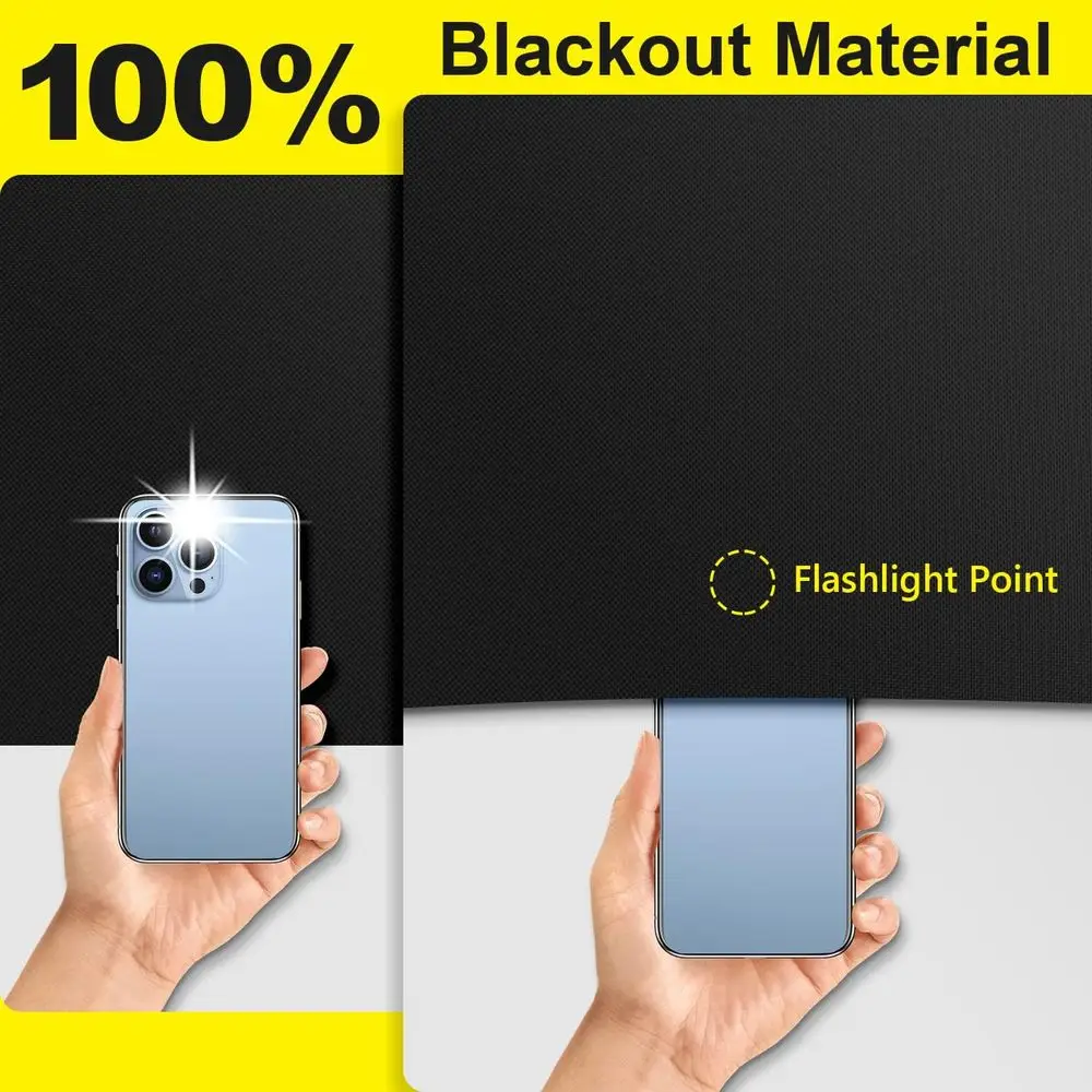 100% Blackout Curtains for Bedroom, Portable Window Cover Film, Cuttable Fabric, No Drill Blinds, Sun and Light Blocker, 57'' Wi