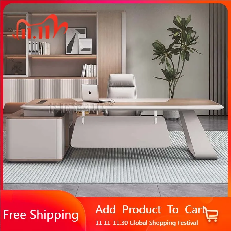 

Long Luxury Office Desk Study Standing Wooden Design Storage Office Desk Computer Portable Meuble Bureau Commercial Furniture