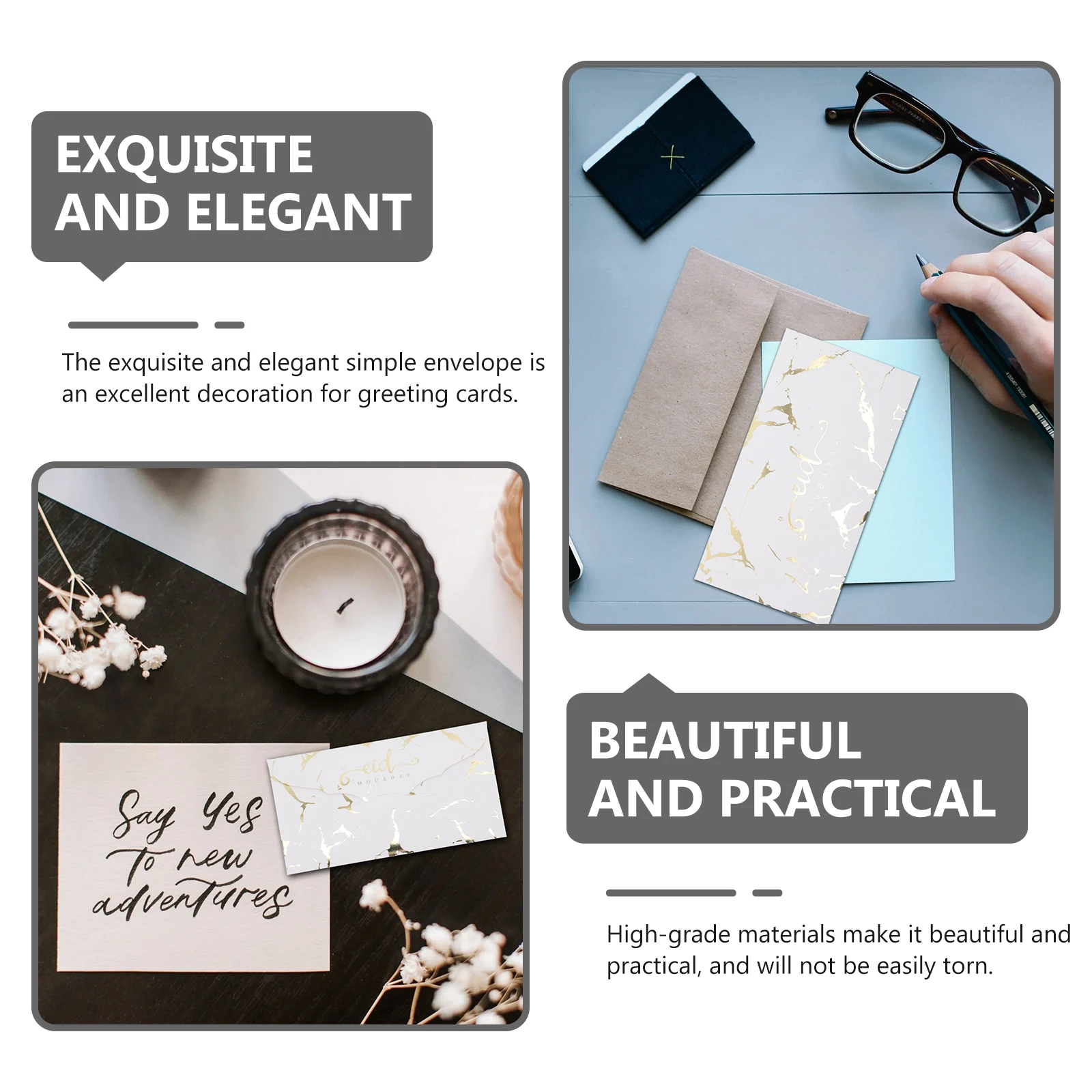 

10pcs Gilding Envelopes Beautiful Practical Eid Supply Cards Paper Unique Pattern Fit Greeting Cards Meetings Ceremonies Events