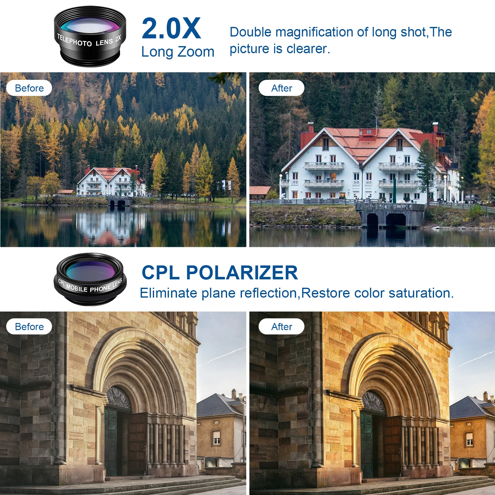 Объектив для мобильного телефона высокой четкости 10 в 1, «рыбий глаз»/CPL/звездный свет, подходит для iPhone и большинства смартфонов