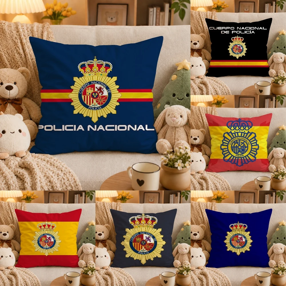 C-CNP Spain National Police Banner Pillow Case Plush Pillow Cases Home Decoration Pillow Cover for Sofa Bed Chair Living Room