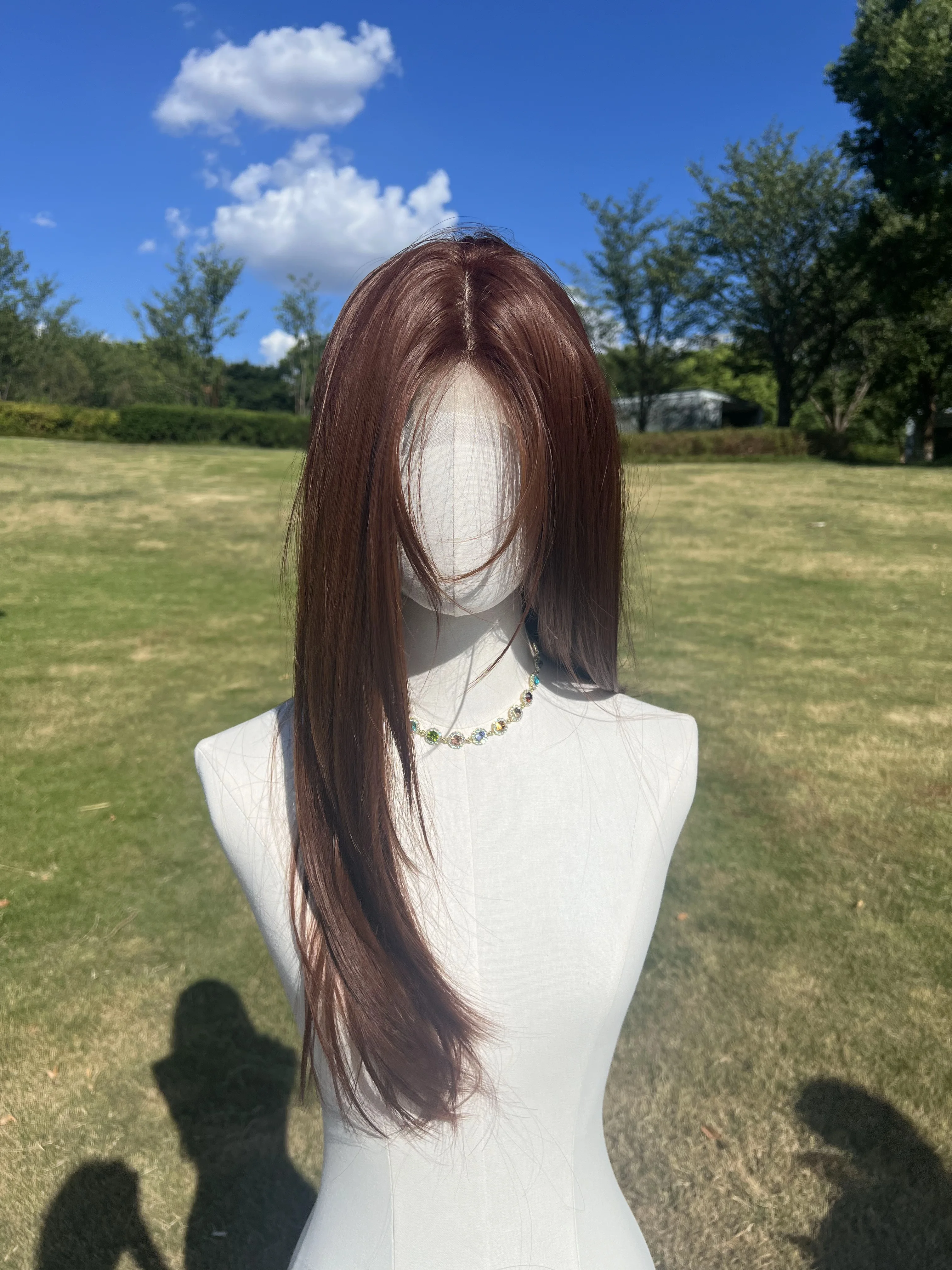 For Women Layered Cutting Party 6*1.5 Lace Wig 26in Daily Red Brown Wig Copper Red Synthetic Lace Front Wig Suitable