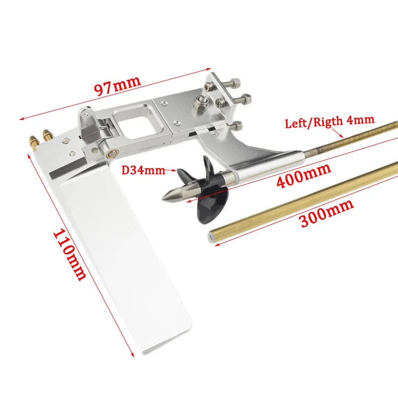 RC Electric Boat 4mm Flex Cable Shaft Strut Shaft Bracket with Rudder Drive Dog Prop Nut Gasket Brass Tube Plastic Pipe