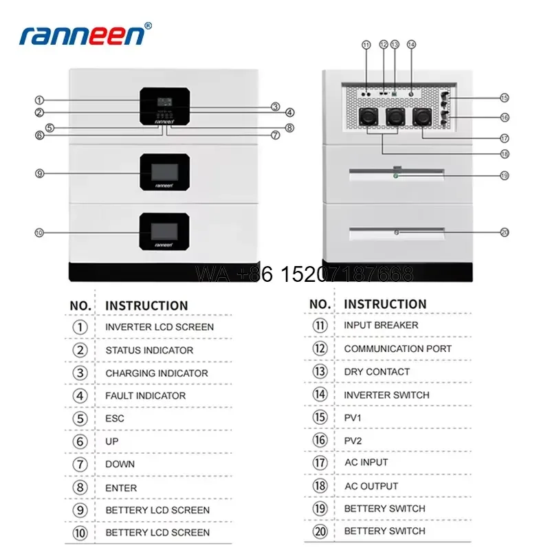 Wmwmnu for Multi Layer Stack Wall ESS Bluetooth WIFI APP Real Time Energy Data Hybrid Solar Inverter 48v Inverters