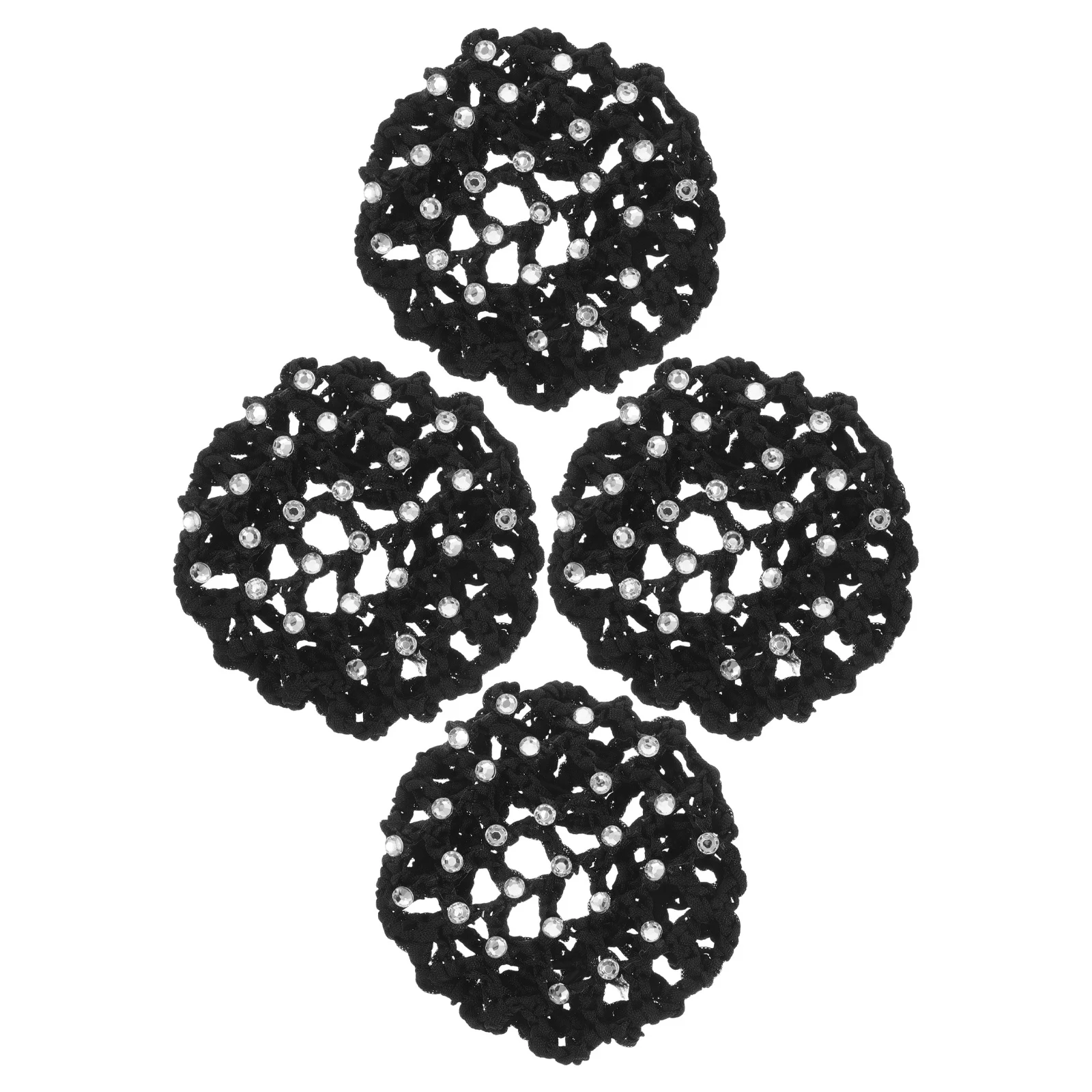 

4 pcs Bun Hair Net Acrylic Rhinestones Dance Accessories For Women Ballet Wrap Hairnets Buns Holder Snood Hair Styling Tool