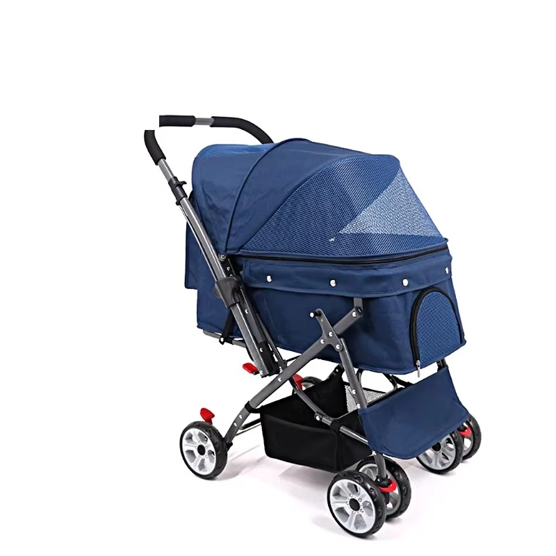 รถเข็นพับได้สำหรับสัตว์เลี้ยง HC-R023 ดีไซน์ใหม่ สำหรับสุนัข แมว และอื่นๆ ใช้สำหรับเดินทาง พกพา และเป็นรถเข็นสัตว์เลี้ยง