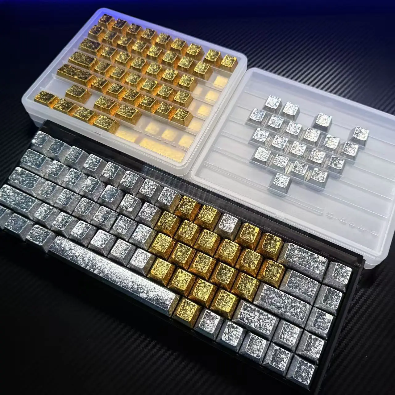 In Stock Frosted Multicolor PBT Keycaps Side Engraved Luminous Metal Texture