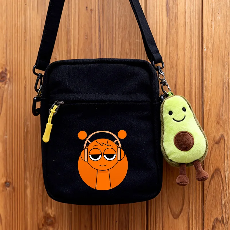 Sprunki Print Canvas Shoulder Bag Cartoon Oren Sky Casual Small Square Pouch Hot Game Messenger Bags Funny Birthday Gifts