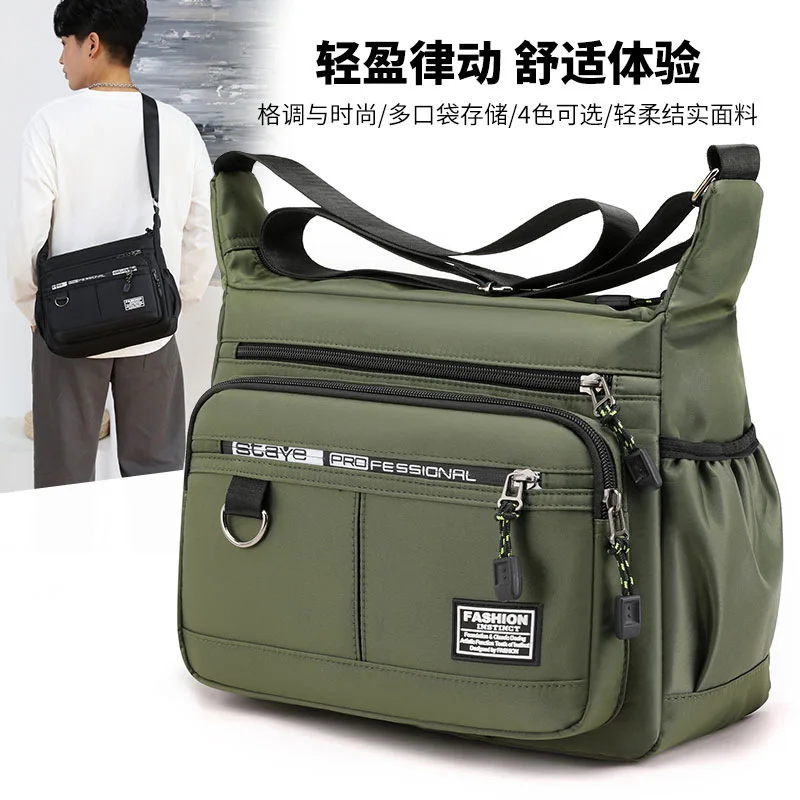 

Men's Cross-Body Bag with Multi-Layered Pockets, Adjustable Shoulder Strap, Business Single-Shoulder Bag Large Capacity