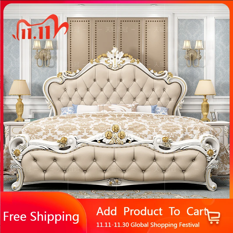

Beauty European Bed Design Girls Tatami Sun Leather Sleeping Bed Luxury Double Modern Bedroom Beliche Lounge Suite Furniture