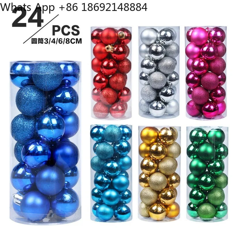 3/4/6/8cm electroplated Christmas ball set 24 Christmas tree plastic decorative hanging balls