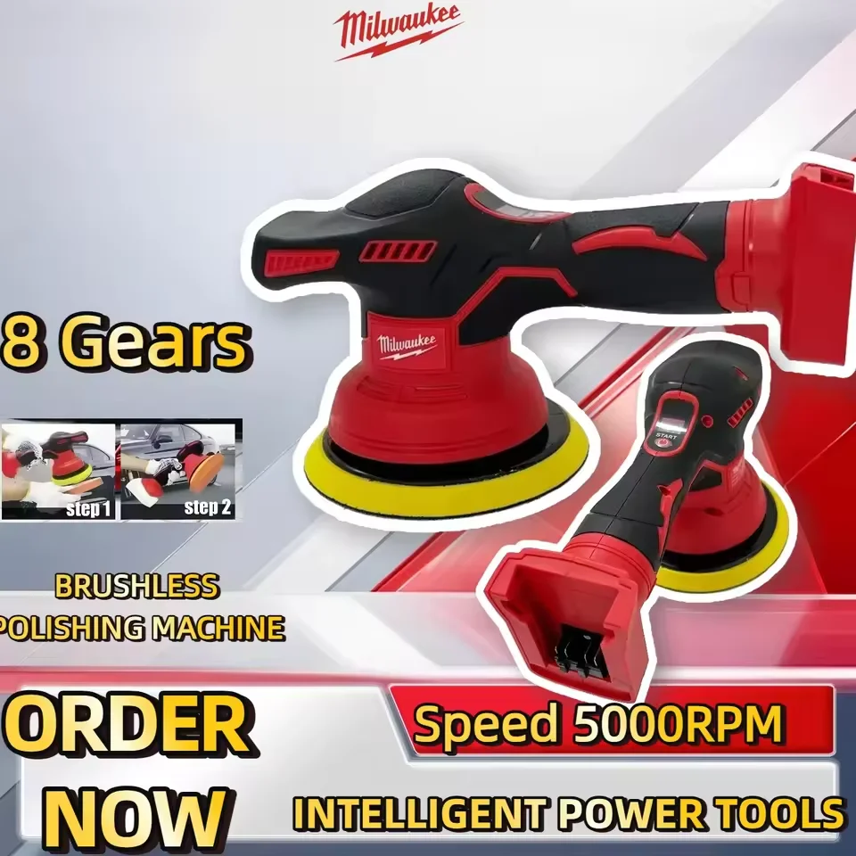 

100% Original Milwaukee Cordless Car Polisher Variable Speed Up to 5000RPM Car Polishing Waxing 8 Gears Digital Display Polisher