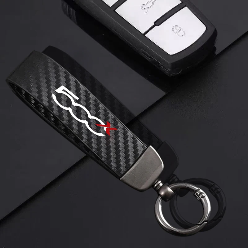 Car Key Chain Rings Metal Leather Keychain Exquisite Anti-lost Universal Keyring For Fiat 500 500C 500X 500L car accessories