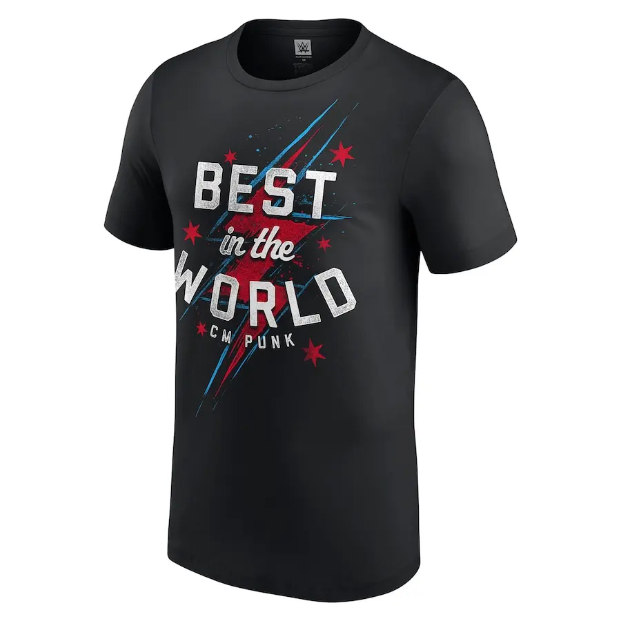

Men's Black Cm Punk Best In The World Lightning T-Shirt Classic Simple High End Loose And Comfortable Suitable For Daily Leisure