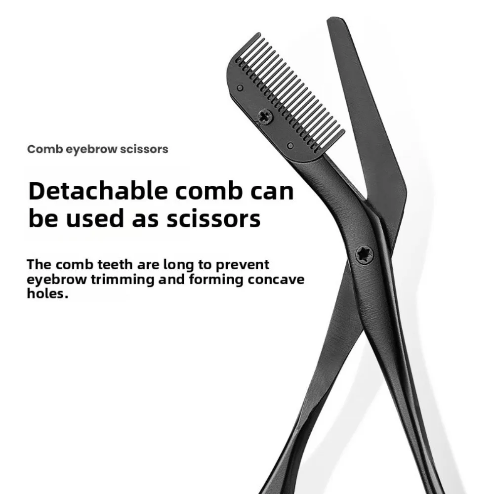 

New Stainless Steel Eyebrow Scissors Built-in Comb Metal Texture Epilator Cut Comb All-in-One Shaper Grooming Tool Beauty Tool