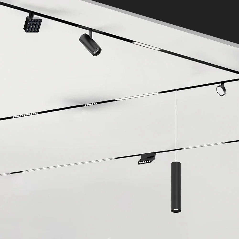 Adjustable Led Lamp And Track Lights Factories Supplier Led 20 48V Magnetic Track Light Movable Aluminum Track Ceiling Lighting
