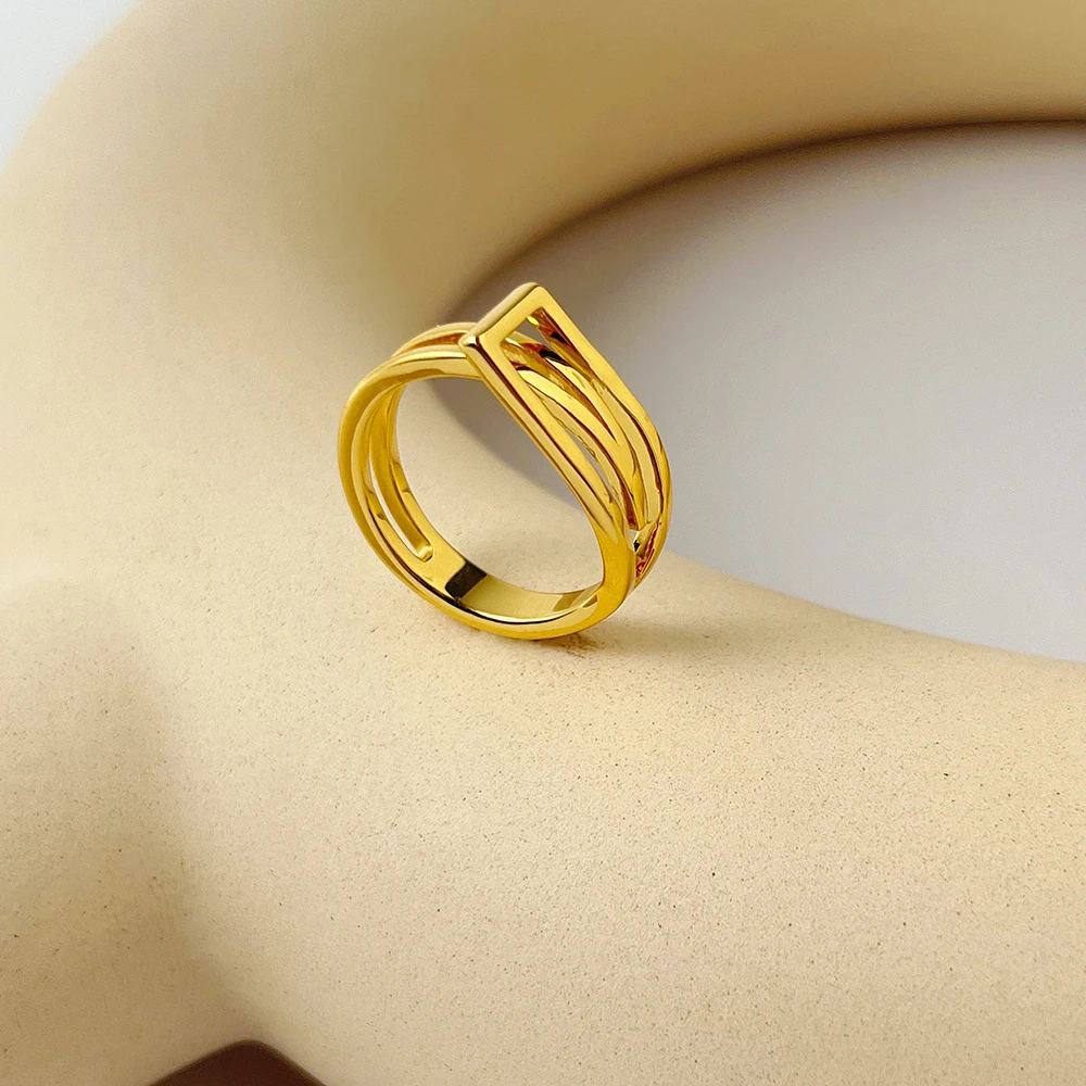 ENFASHION Geometric Rings For Women 18K Gold Color Ring Anillos Mujer Fashion Jewelry 2022 Wholesale Christmas Halloween 224178 image 3