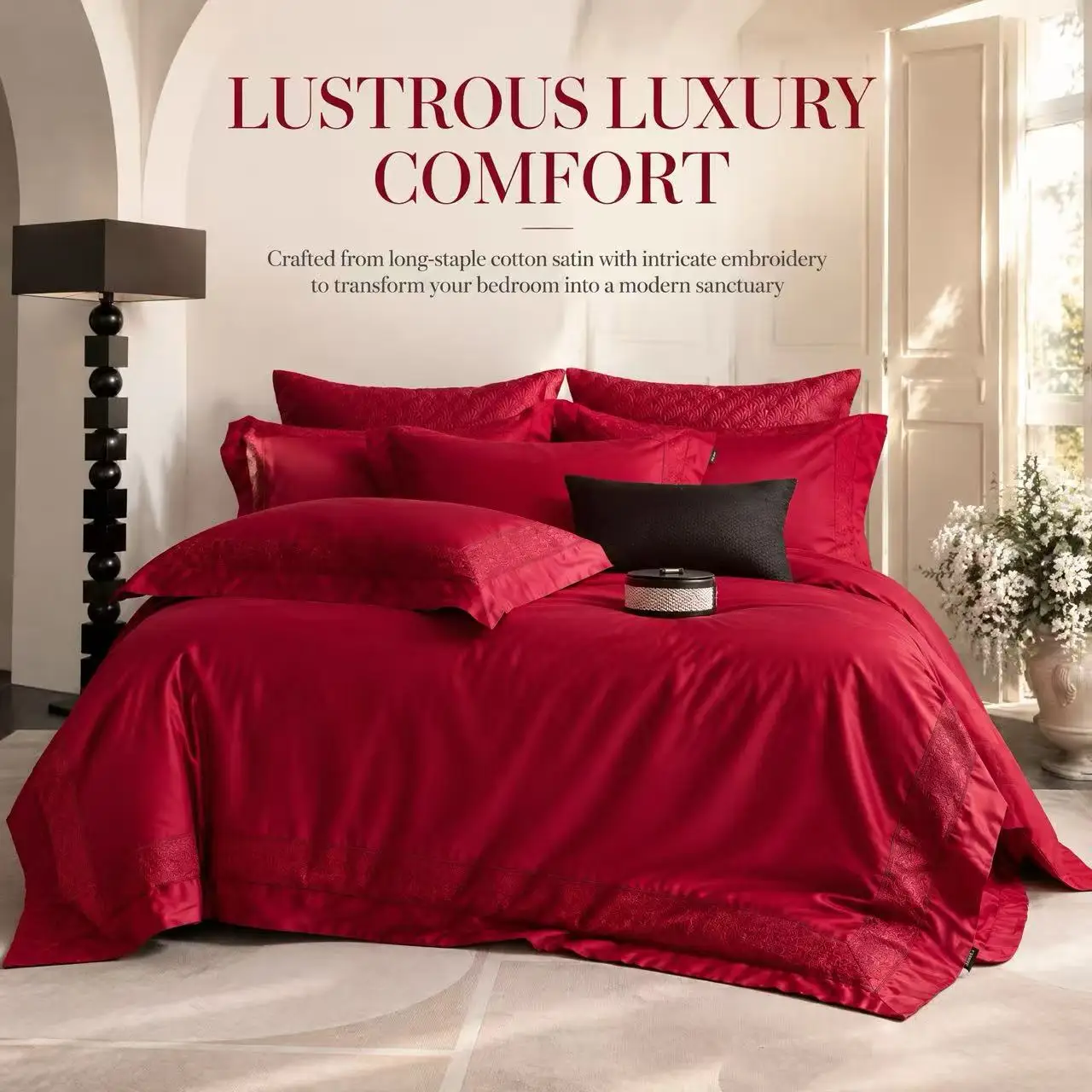 100% Cotton Luxury Jacquard Bedding Set 4Pcs,  Duvet Cover Flat Sheet Pillowcases, King Queen Size Bed Linens